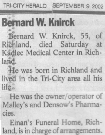 Bill KNirck - Death Notice