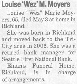 Louise Moyers - Funeral Notice Louise Moyers - Funeral Notice