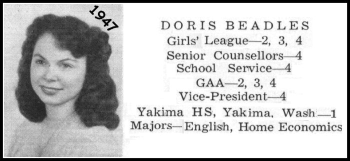 Doris Beadles - 1947 - Sr. Portrait Doris Beadles - 1947 - Sr. Portrait