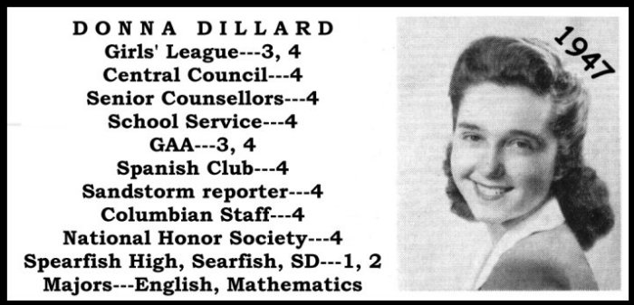 Donna Dillard - 1947 - Sr. Portrait Donna Dillard - 1947 - Sr. Portrait
